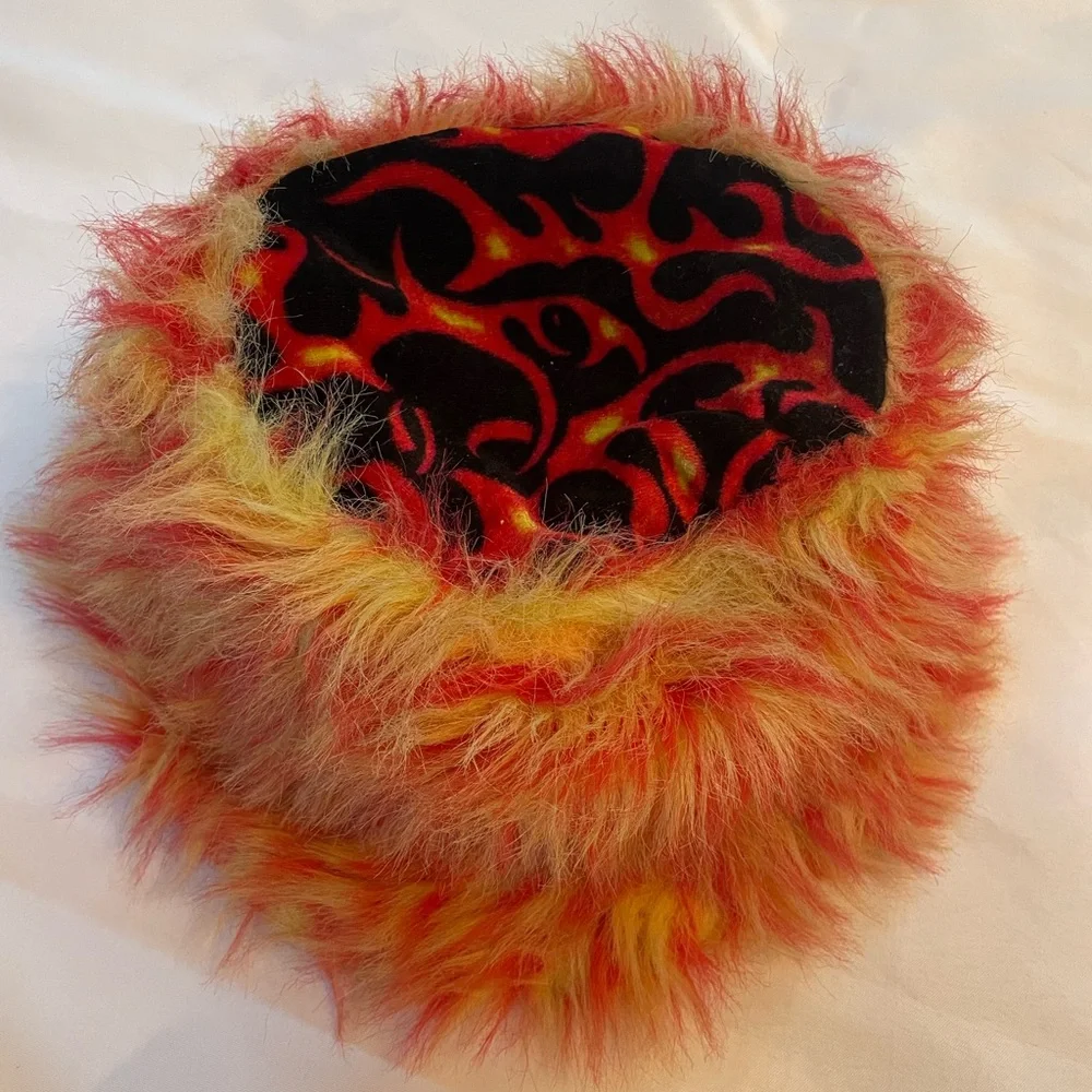 Furry Red, Yellow, and Black Warm Women’s Hat,‎ Soft and Stretchy, OS Fits Most